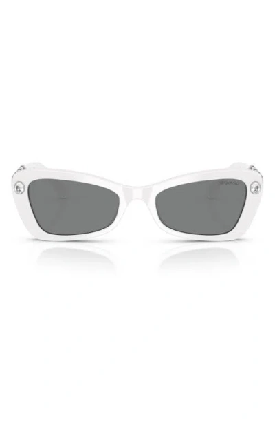 Swarovski 54mm Irregular Sunglasses In White