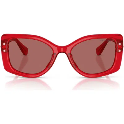Swarovski 54mm Pillow Sunglasses In Red