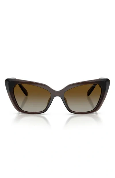 Swarovski 54mm Polarized Cat Eye Sunglasses In Brown