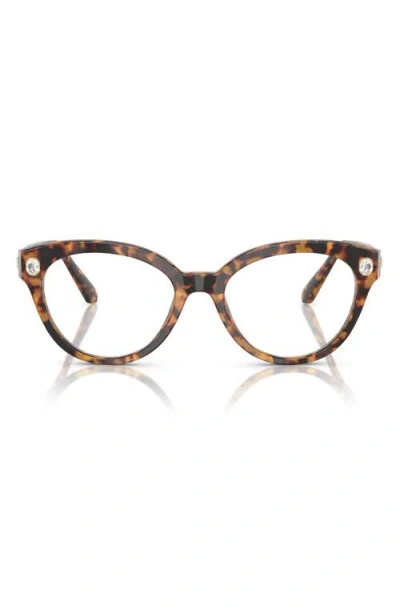 Swarovski 54mm Round Optical Glasses In Lite Havana