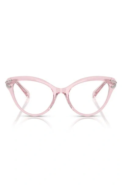 Swarovski 55mm Cat Eye Optical Glasses In Transparent Pink