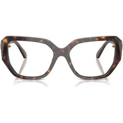 Swarovski 55mm Geometric Optical Glasses In Havana
