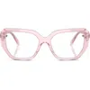 Swarovski 55mm Geometric Optical Glasses In Trans Pink