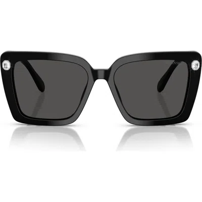 Swarovski 55mm Square Sunglasses In Black