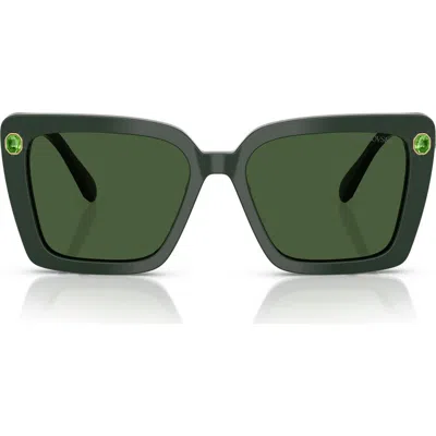 Swarovski 55mm Square Sunglasses In Green