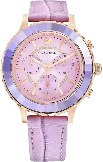 Pre-owned Swarovski 5632263 Octea Lux Chronograph Rose Tone Women's Watch