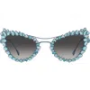 Swarovski 56mm Butterfly Sunglasses In Silver/blue/grey Flash