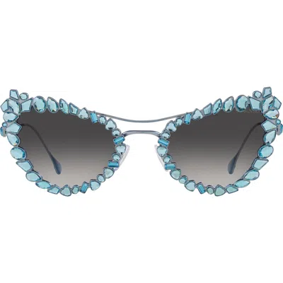 Swarovski 56mm Butterfly Sunglasses In Silver/blue/grey Flash