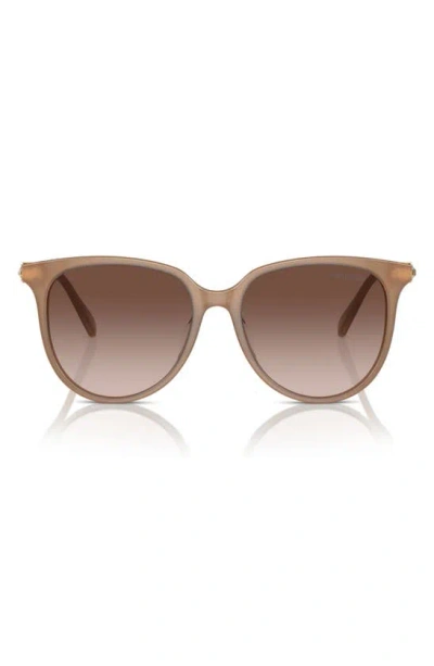 Swarovski 56mm Gradient Round Sunglasses In Opal Beige