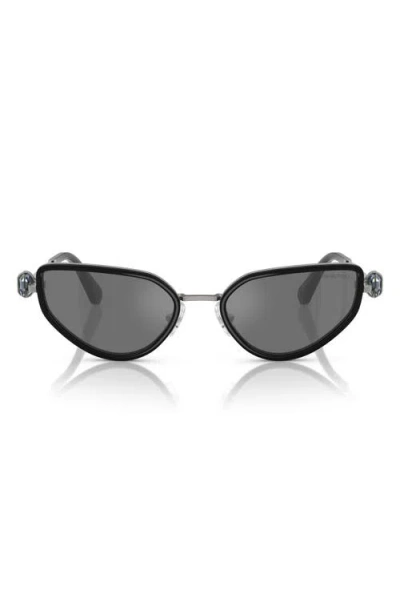 Swarovski 56mm Irregular Sunglasses In Black Grey