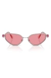 Swarovski 56mm Irregular Sunglasses In Silver Pink