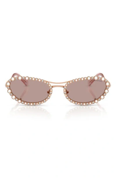 Swarovski 56mm Oval Sunglasses In Gold