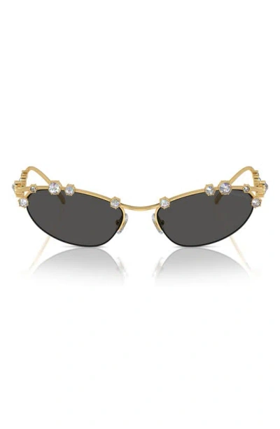 Swarovski 56mm Oval Sunglasses In Gold
