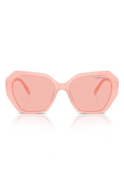 Swarovski 56mm Photochromic Irregular Sunglasses In Pink