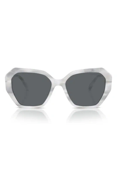 Swarovski 56mm Photochromic Irregular Sunglasses In White