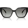 Swarovski 56mm Polarized Irregular Cat Eye Sunglasses In Black