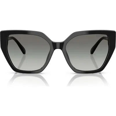 Swarovski 56mm Polarized Irregular Cat Eye Sunglasses In Black