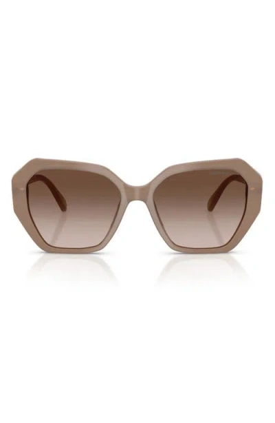 Swarovski 56mm Polarized Irregular Geometric Sunglasses In Neutral