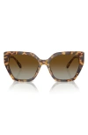 Swarovski 56mm Polarized Irregular Sunglasses In Havana Transparent