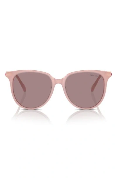 Swarovski 56mm Round Crystal Sunglasses In Milky Pink