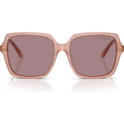 Swarovski 56mm Square Sunglasses In Milky Pink