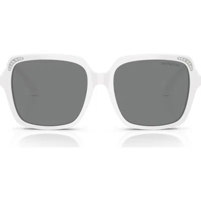Swarovski 56mm Square Sunglasses In White