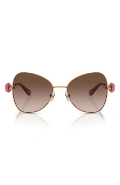 Swarovski 57mm Butterfly Sunglasses In Brown Gold