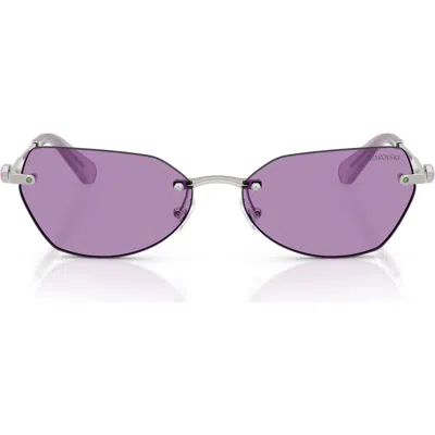 Swarovski 58mm Irregular Sunglasses In Silver