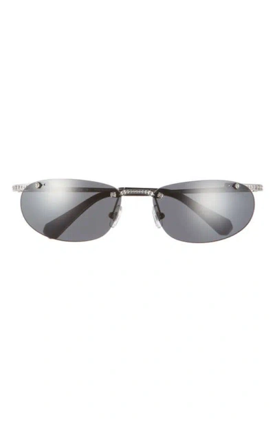 Swarovski 59mm Oval Sunglasses In Matte Silver