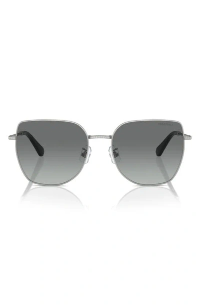 Swarovski 59mm Square Crystal Sunglasses In Matte Silver