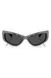 Swarovski 60mm Irregular Sunglasses In Black