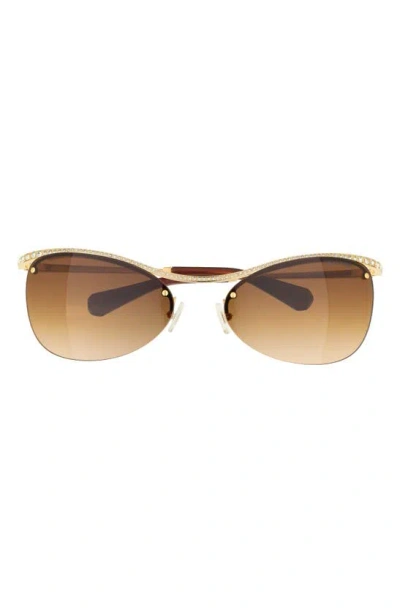 Swarovski 63mm Gradient Irregular Sunglasses In Brown