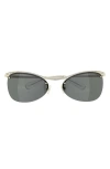 Swarovski Matrix Crystal Embellished Metal Wrap Sunglasses In Silver