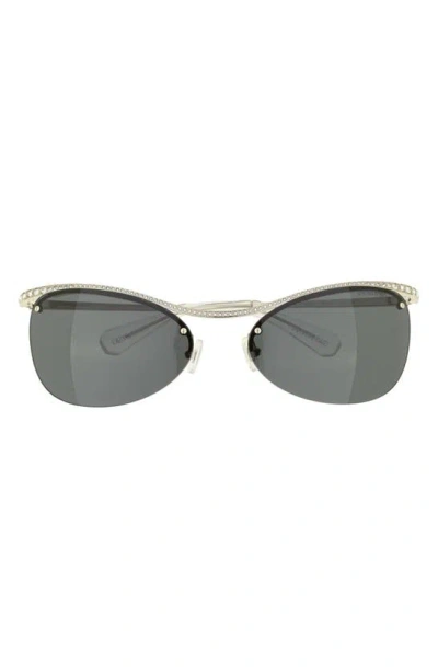 Swarovski 63mm Irregular Sunglasses In Silver