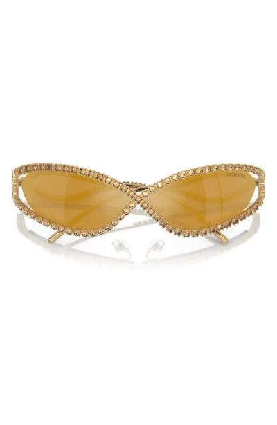 Swarovski 65mm Irregular Sunglasses In Gold
