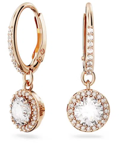 Swarovski Silver-tone Constella Crystal Drop Earrings In Rose Gold