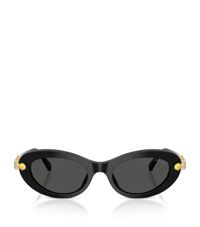 Swarovski Acetate Oval Sk6042 Sunglasses In Black