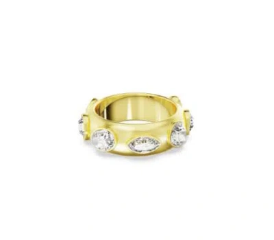 Swarovski Gold-tone Mixed Crystal Statement Band Ring In White