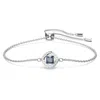 Swarovski Angelic Square Crystal Halo Slider Bracelet In Rhodium Plated In Blue