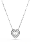 Swarovski Ariana Grande Heart Halo Pendant Necklace, 14.875-17.75 In White/silver