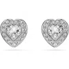Swarovski X Ariana Grande Rhodium Plated Heart Mixed Cuts Stud Earrings In White/silver