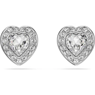 SWAROVSKI SWAROVSKI X ARIANA GRANDE ANGELIC CRYSTAL HEART HALO STUD EARRINGS