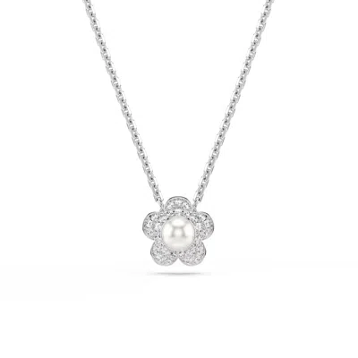 Swarovski Angelic Crystal Faux Pearl Necklace In Metallic