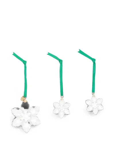 Swarovski Annual Edition Snowflake Ornament Set Of 3 Pieces In Green