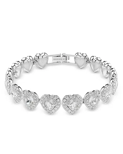 Swarovski Ariana Grande Crystal Heart Halo Tennis Bracelet In White/silver