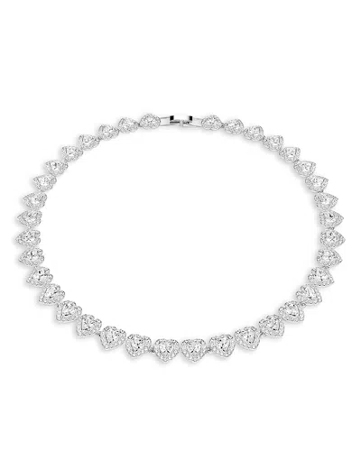 Swarovski Ariana Grande Crystal Heart Halo Tennis Necklace, 14.875-17.75 In White/silver