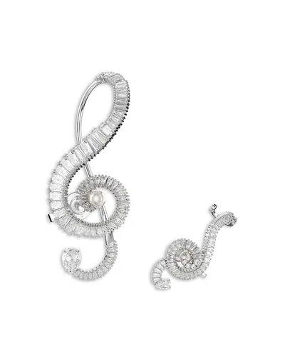 SWAROVSKI ARIANA GRANDE IMITATION PEARL & CRYSTAL ASYMMETRIC CLIP ON STATEMENT EARRINGS