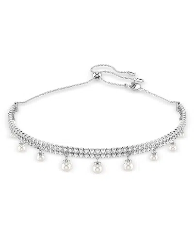 Swarovski Ariana Grande Imitation Pearl & Crystal Dangle Choker Necklace, 11.75-16.5 In White