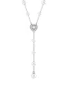 Swarovski Ariana Grande Imitation Pearl & Crystal Heart Y Necklace, 14.875-18.875 In Silver