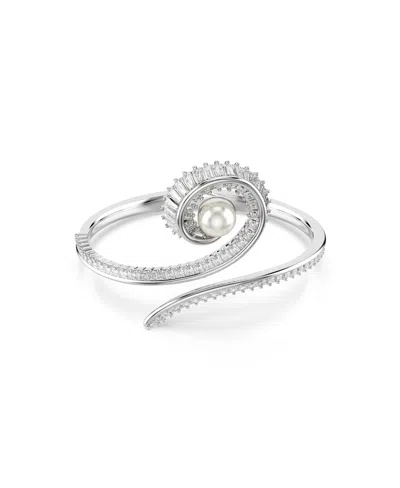 SWAROVSKI ARIANA GRANDE X SWAROVSKI CRYSTAL CULTIVATED PEARL BAGUETTE CUT BANGLE BRACELET